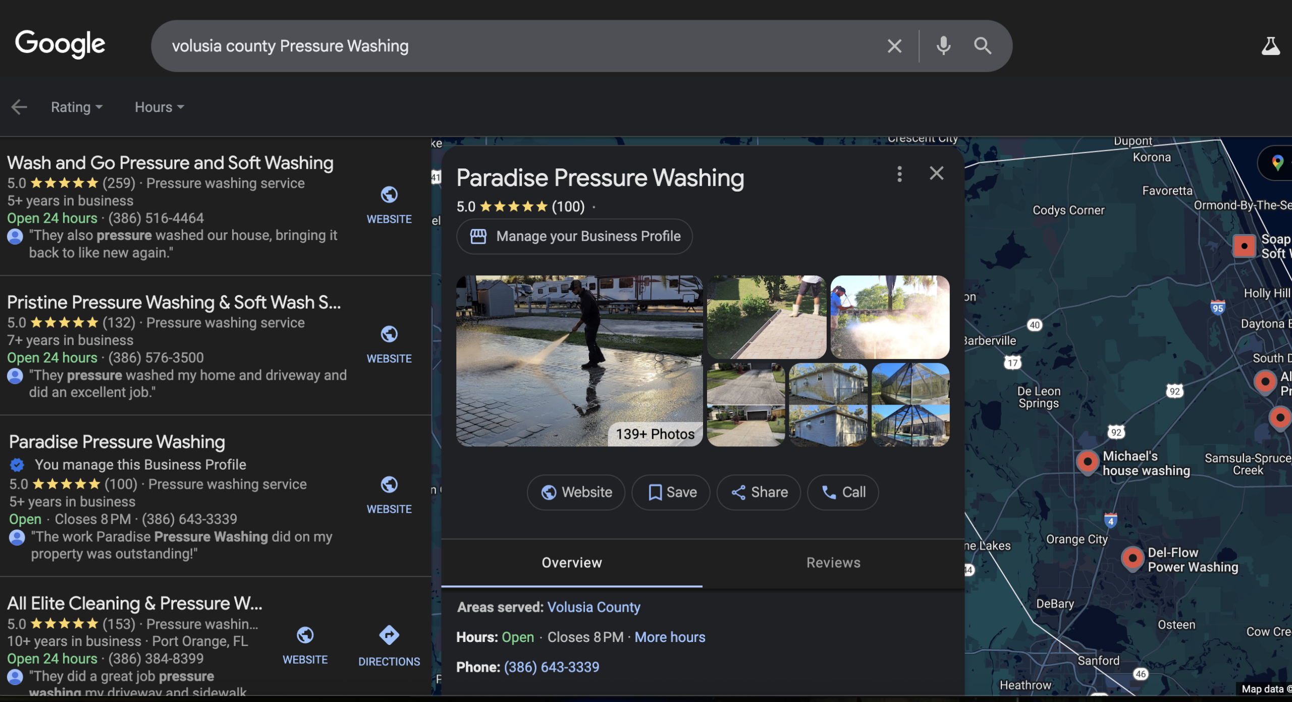 Paradise Pressure Washing — Top 3 for “volusia county pressure washing”